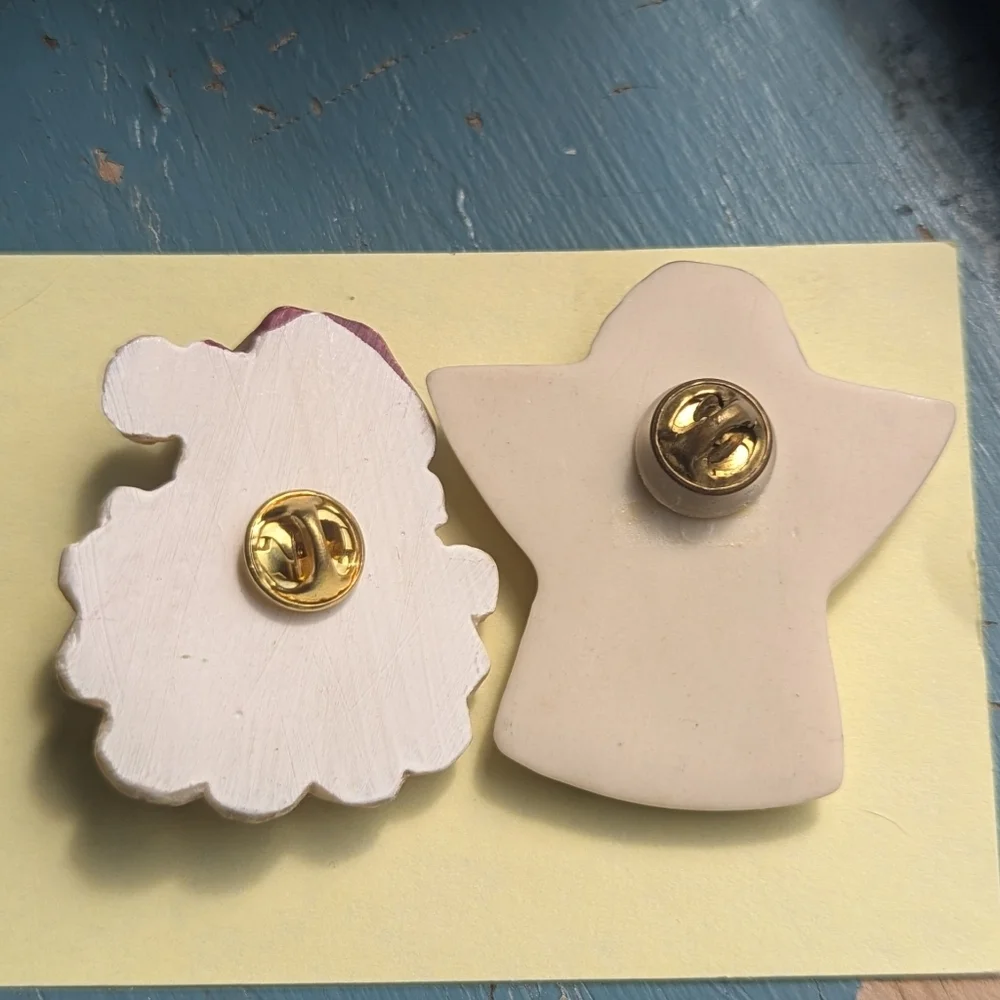 🎄 Festive Pins Santa and Angel Holiday Decor Set Vintage 1970s